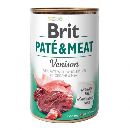 Вологий корм для собак Brit Pate & Meat Venison 400 г (курка та оленина)