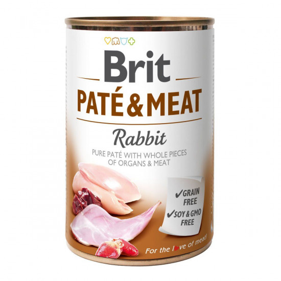 Вологий корм для собак Brit Pate & Meat Rabbit 400 г (курка та кролик)