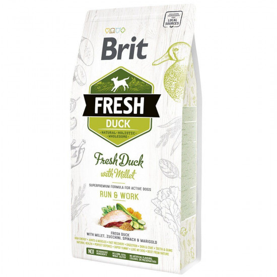 Сухий корм для активних собак всіх порід Brit Fresh Duck with Millet 2,5 кг (качка)