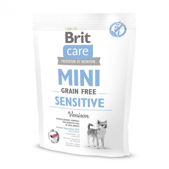 Сухий корм для собак мініатюрних порід з чутливим травленням Brit Care Mini GF Sensitive 400 г (оленина)