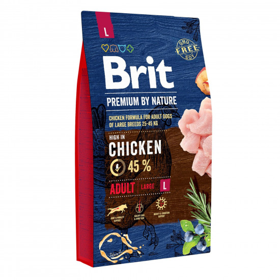Сухий корм для дорослих собак великих порід (вагою від 25 до 45 кг) Brit Premium Adult L 8 кг (курка)