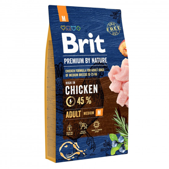 Сухий корм для дорослих собак середніх порід (вагою від 10 до 25 кг) Brit Premium Adult M 8 кг (курка)
