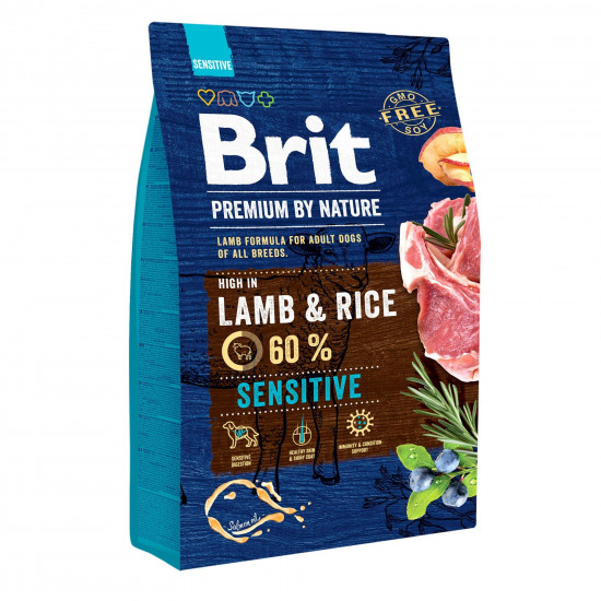 Сухий корм для собак з чутливим травленням Brit Premium Sensitive Lamb & Rice 3 кг (ягня)