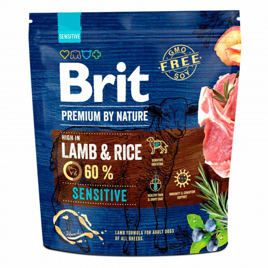 Сухий корм для собак з чутливим травленням Brit Premium Sensitive Lamb & Rice 1 кг (ягня)