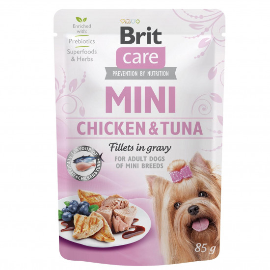 Вологий корм для собак Brit Care Mini pouch 85 g філе в соусі (курка та тунець)