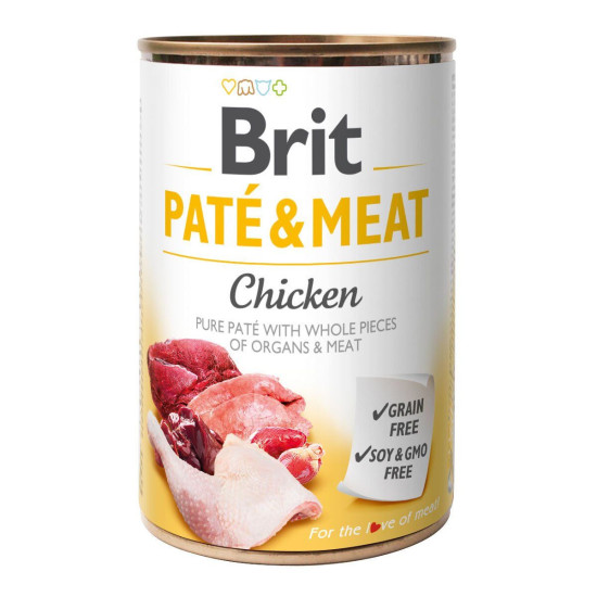 Вологий корм для собак Brit Pate & Meat Chicken 400 г (курка та яловичина)