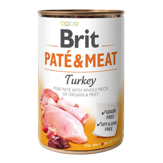 Вологий корм для собак Brit Pate & Meat Turkey 400 г (курка та індичка)