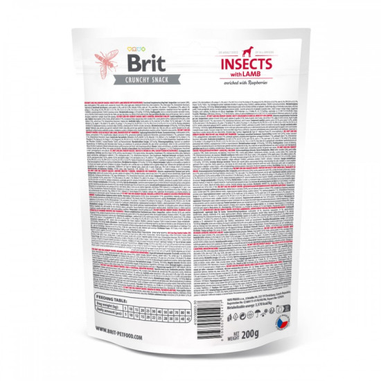 Ласощі для собак Brit Care Dog Crunchy Cracker Insects для травлення, комахи, ягня і малина, 200 г