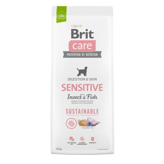 Сухий корм для собакз чутливим травленням Brit Care Sustainable Sensitive 12 кг (риба та комахи)
