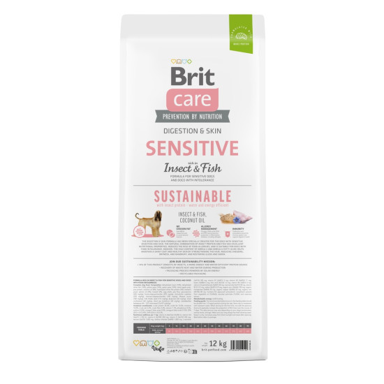 Сухий корм для собакз чутливим травленням Brit Care Sustainable Sensitive 12 кг (риба та комахи)