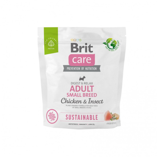 Сухой корм для собак малых пород Brit Care Dog Sustainable 1 кг (курица и насекомые)
