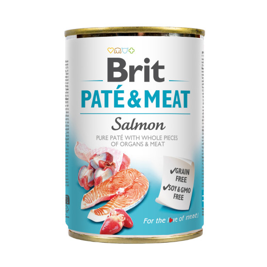 Вологий корм для собак Brit Pate & Meat Salmon 400 г (курка та лосось)
