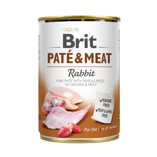 Влажный корм для собак Brit Pate & Meat Rabbit 400 г (курица и кролик)