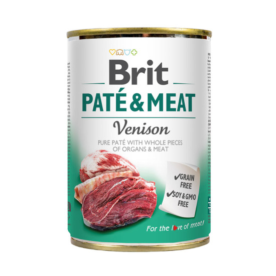 Вологий корм для собак Brit Pate & Meat Venison 400 г (курка та оленина)