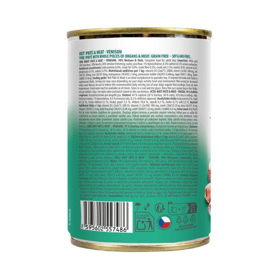 Вологий корм для собак Brit Pate & Meat Venison 400 г (курка та оленина)