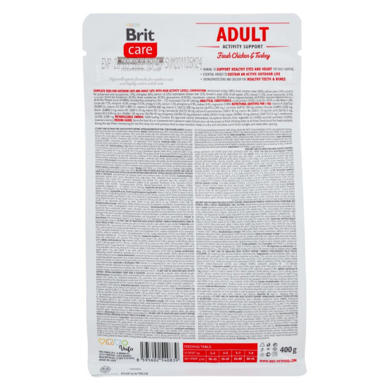 Сухий корм для котів Brit Care Cat GF Adult Activity Support 400 г (курка і індичка)