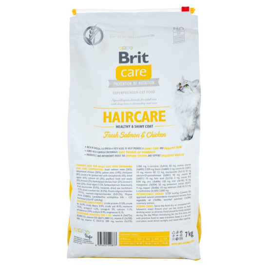 Сухий корм для котів Brit Care Cat GF Haircare Healthy & Shiny Coat 7 кг (курка і лосось)