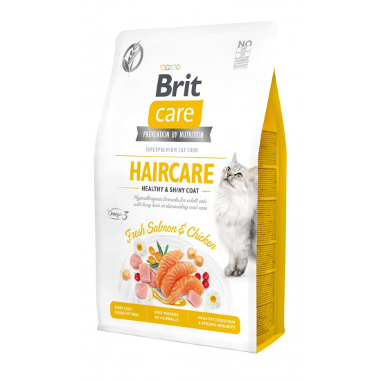 Сухой корм для кошек Brit Care Cat GF Haircare Healthy & Shiny Coat 2 кг (курица и лосось)