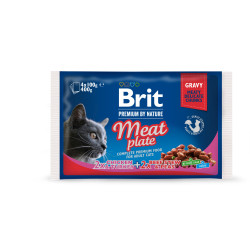 Влажный корм для кошек Brit Premium Cat Meat Plate pouches 400 г (ассорти из 2 вкусов «Мясная тарелка»)