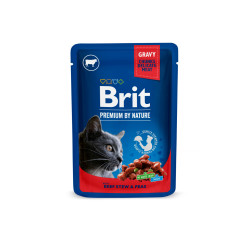 Влажный корм для кошек Brit Premium Cat Meat Plate pouches 400 г (ассорти из 2 вкусов «Мясная тарелка»)