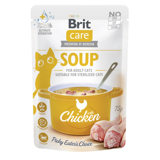 Вологий корм для котів Brit Care Soup pouch 75 г (курка)