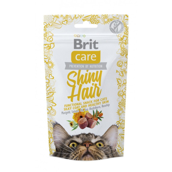 Ласощі для котів Brit Care Functional Snack Shiny Hair 50 г (для шкіри та шерсті)