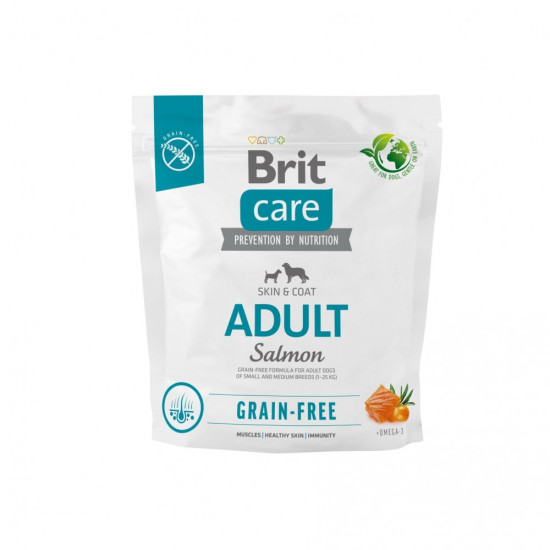 Сухой корм для собак малых и средних пород Brit Care Grain-free Adult 1 кг (лосось)