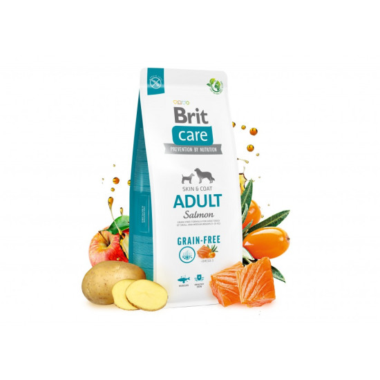 Сухой корм для собак малых и средних пород Brit Care Grain-free Adult 1 кг (лосось)