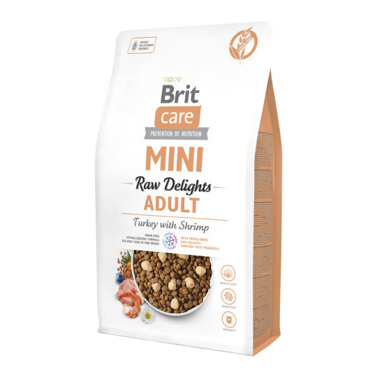 Сухой корм для собак малых пород Brit Care Mini Raw Delights Adult 2 кг (индейка и креветка)