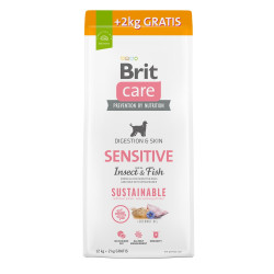 Корм сухий Brit Care Dog Sustainable Sensitive для дорослих собак усіх порід з чутливим травленням з комахами та рибою 12+2