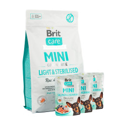 НАБІР Корм сухий Brit Care Mini GF Light and Sterilised д/стерилізованих собак малих порід і надмірною вагою кролик і лосось