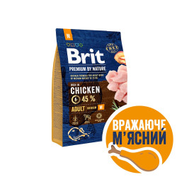 Сухой корм для взрослых собак средних пород (весом от 10 до 25 кг) Brit Premium Adult M 3 кг (курица)