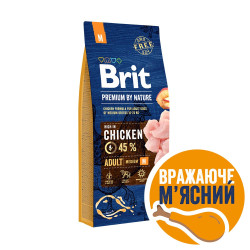 Сухой корм для взрослых собак средних пород (весом от 10 до 25 кг) Brit Premium Adult M 15 кг (курица)