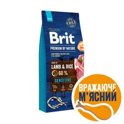 Сухой корм для собак с чувствительным пищеварением Brit Premium Sensitive Lamb & Rice 15 кг (ягненок)