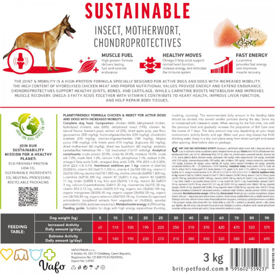 Сухий корм для собак з підвищеною активністю Brit Care Dog Sustainable Activity 3 кг (курка та комахи)