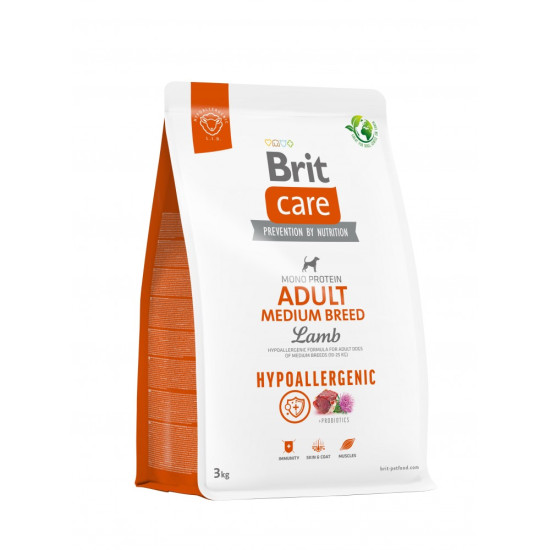 Сухой корм для собак средних пород Brit Care Hypoallergenic Medium Breed Adult 3 кг (ягненок)