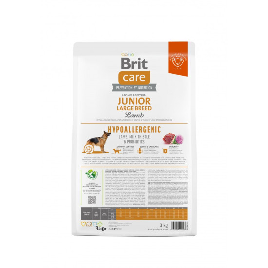 Сухой корм для щенков и молодых собак больших пород Brit Care Hypoallergenic Large Breed Junior 3 кг (ягненок)