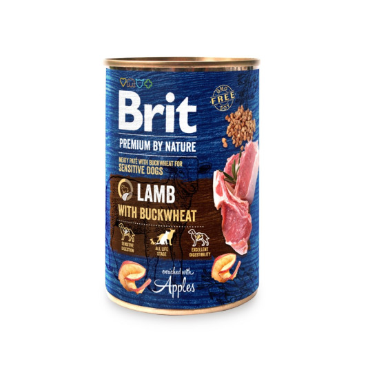 Вологий корм для собак з чутливим травленням Brit Premium Lamb with Buckwheat 400 г (ягня)