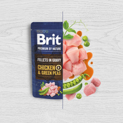 Влажный корм для собак Brit Premium Fillets in Gravy Chicken & Green Peas 85 г (курица и зеленый горошек)