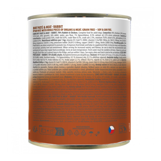 Корм вологий Brit Paté and Meat Rabbit д/собак кролик 800 г