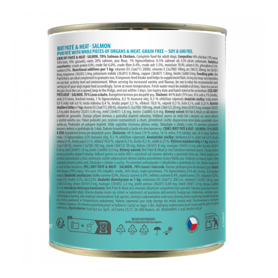 Корм вологий Brit Paté and Meat Salmon д/собак лосось 800 г