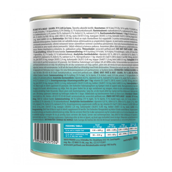 Корм вологий Brit Paté and Meat Salmon д/собак лосось 800 г