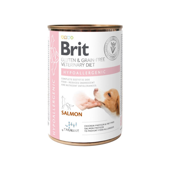 Влажный корм для собак Brit VetDiets Hypoallergenic с пищевой аллергией или непереносимостью, 400 г (лосось и горошек)