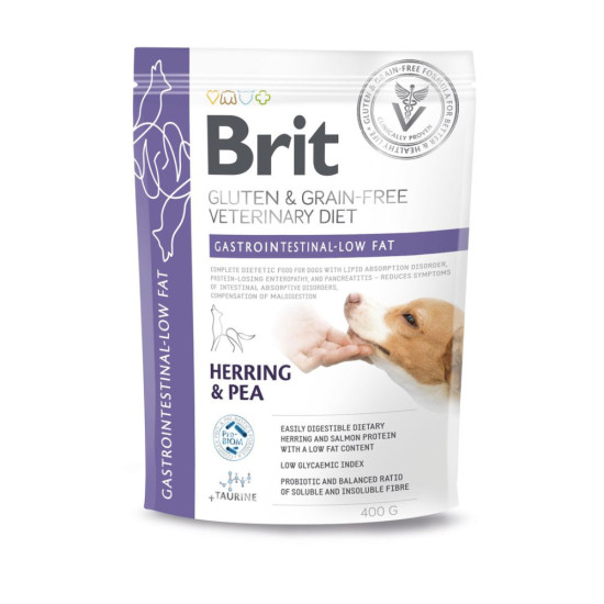 Корм сухий Brit VetDiet Dog Gastrointestinal-Low fat для собак при проблемах з травленням 400 г (оселедець)