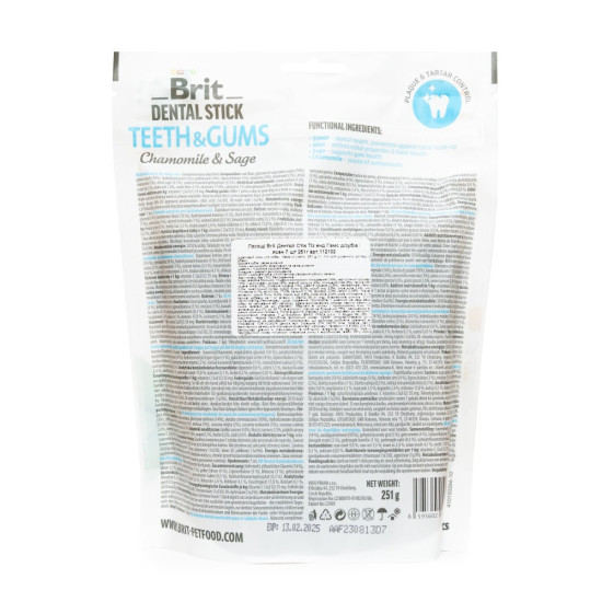 Ласощі для собак Brit Dental Stick Teeth & Gums 251 г 7 шт (ромашка і шавлія)