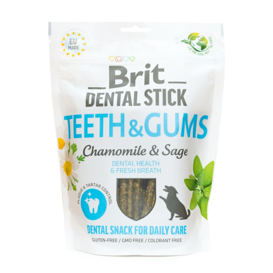 Ласощі для собак Brit Dental Stick Teeth & Gums 251 г 7 шт (ромашка і шавлія)