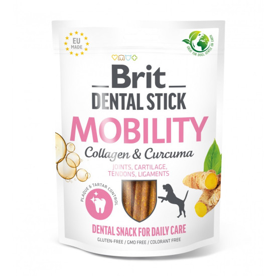 Ласощі для собак Brit Dental Stick Mobility 251 г 7 шт (колаген та куркума)