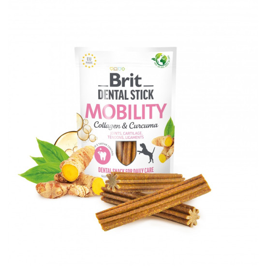 Ласощі для собак Brit Dental Stick Mobility 251 г 7 шт (колаген та куркума)