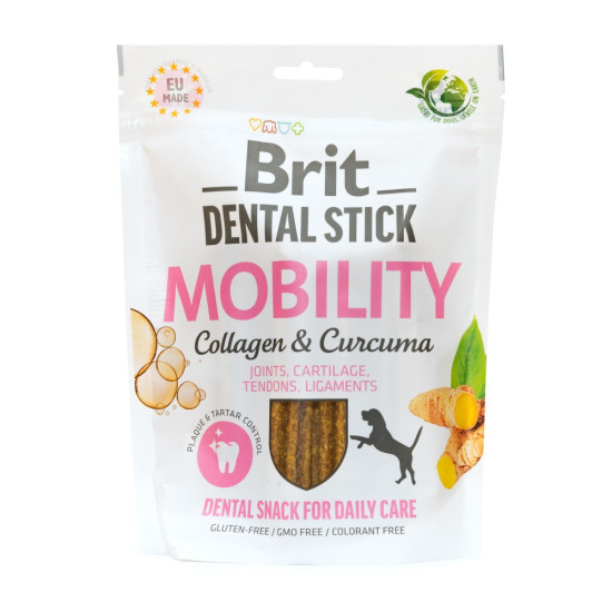 Ласощі для собак Brit Dental Stick Mobility 251 г 7 шт (колаген та куркума)