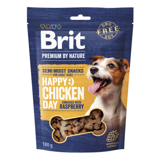 Ласощі для cобак Brit Premium Semi-moist Snacks 180 г (курка та малина)